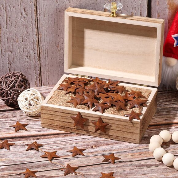 52 Pieces Metal Rusty Barn Star for Crafts with Holes 1.18 Inch Antique Primitiv - Picture 5 of 6